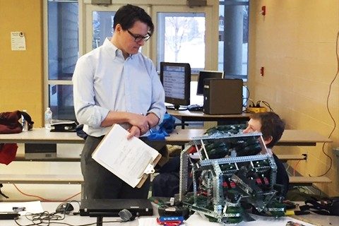 Michael Sepa and robotics student